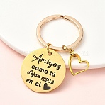 Alloy & 304 Stainless Steel Keychain, with Alloy Findings, Golden, Heart, 6.2cm, Pendant: 18~30mm(KEYC-YW00094-09)