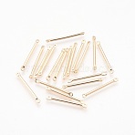Brass Bar Links connectors, Nickel Free, Real 18K Gold Plated, Column, 25x2x1mm, Hole: 1mm(X-KK-T020-23G)