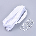 Garment Accessories, Zip-fastener Component Sets, Nylon Zipper & Iron Zipper Puller, White, 5m, 25mm(FIND-WH0052-30A-01)