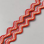 Wave Polyester Ribbon, Clothes Accessories, Red, 1/2 inch(13mm), about 33.00 Yards(30.18m)/Roll(OCOR-WH0078-476A)