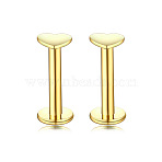 Flat Round Stainless Steel Clear Cubic Zirconia Internally Threaded Labrets, 17 Gauge Piercing Studs Jewelry for Women Men, Golden, 8mm, Pin: 1.2mm(WG955BE-07)