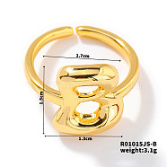 Fashionable Letter Brass Open Cuff for Women, Golden, European and American Style, Letter B, Inner Diameter: 17mm(UR6840-2)