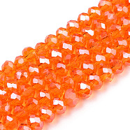 Electroplate Glass Beads Strands, Pearl Luster Plated, Faceted, Rondelle, Dark Orange, 2.5x2mm, Hole: 0.4mm, about 170pcs/strand, 11.8 inch(30cm)(EGLA-A034-T1mm-A23)