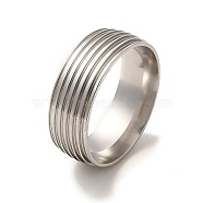 201 Stainless Steel Grooved Finger Ring Findings, Ring Core Blank for Enamel, Stainless Steel Color, Inner Diameter: 20mm, Groove: 0.9mm(STAS-G306-03P)