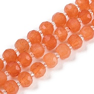 Natural Orange Aventurine Beads Strands, Faceted, Rondelle, with Seed Beads, 7.5~8x6.5mm, Hole: 1.4mm, about 45~46pcs/strand, 15.75''(40cm)(G-H057-A02-01)