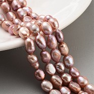 Natural Cultured Freshwater Pearl Beads Strands, Two Sides Polished, Grade 3A+, Thistle, 6~7mm, Hole: 0.6mm, about 23pcs/strand, 6.69''(17cm)(PEAR-P062-29E)