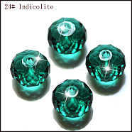 Imitation Austrian Crystal Beads, Grade AAA, Faceted, Rondelle, Teal, 10x7mm, Hole: 0.9~1mm(SWAR-F068-8x10mm-24)