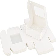 Kraft Paper Cardboard Jewelry Boxes, with PVC Window, Square, White, Box: 8.5x8.5x3.5cm(CON-FH0001-31A)