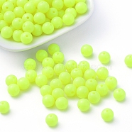 Fluorescent Acrylic Beads, Round, Yellow, 8mm, Hole: 1.5mm, about 1700pcs/500g(MACR-R517-8mm-01)