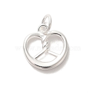 925 Sterling Silver Imitation Food Charms, Pretzel, 11x10x1.5mm, Hole: 2.5mm(FIND-U013-11S-02)