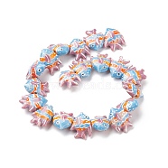 Handmade Porcelain Beads, Fish, Pink, 17~18x21~22x7~7.5mm, Hole: 2mm(PORC-G002-54G)
