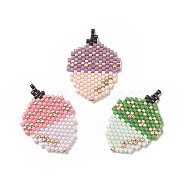 3Pcs 3 Color Handmade MIYUKI Japanese Seed Loom Pattern Seed Beads, Acorn Pendants, Mixed Color, 29x20x1.8mm, Hole: 1.6mm, 1Pc/color(PALLOY-MZ00073)
