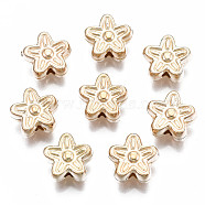 Plating ABS Plastic Beads, Flower, Light Gold Plated, 9x9x4mm, Hole: 1.6mm(KY-N007-80)