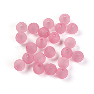 Transparent Acrylic Ball Beads, Frosted Style, Round, Pearl Pink, 6mm, Hole: 1mm(X-FACR-R021-6mm-15)