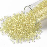TOHO Round Seed Beads, Japanese Seed Beads, (182) Inside Color Luster Crystal Soft Yellow, 8/0, 3mm, Hole: 1mm, about 222pcs/10g(X-SEED-TR08-0182)