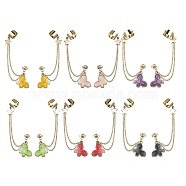 6 Pairs 6 Colors Light Gold 304 Stainless Steel Cuff Earring Chains, Star & Butterfly Alloy Enamel Dangle Stud Earrings Crawler Earrings, Mixed Color, 77mm, 1 Pairs/color(EJEW-JE05685)
