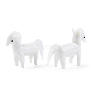 Handmade Lampwork Home Decorations, 3D Horse Ornaments for Gift, White, 61~64x18~20x46~49mm(LAMP-T011-53)