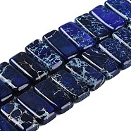 Natural Imperial Jasper Beads Strands, Dyed, Rectangle, Dark Blue, 20.5x10.5x6mm, Hole: 1.1mm, about 20pcs/strand, 8.07 inch(20.5cm)(G-L604-F01-01K)