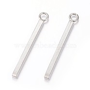 304 Stainless Steel Pendants, Rectangle/Bar, Stainless Steel Color, 18x1.5x1.5mm, Hole: 2mm(STAS-P186-05P-18mm)