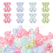 CHGCRAFT 60Pcs 4 Colors Opaque Acrylic Beads, Half Drilled, AB Color, Bear, Mixed Color, 21.5x17.5mm, 15pcs/color(MACR-CA0001-22)