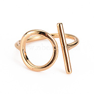 Brass Cuff Rings, Open Rings, Nickel Free, Ring with Bar, Real 18K Gold Plated, US Size 6 1/2, Inner Diameter: 17mm(KK-S360-069-NF)