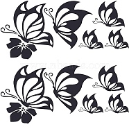 4 Sheets 2 Styles PVC Waterproof Car Stickers, Self-Adhesive Decals, for Vehicle Decoration, Butterfly, Black, 117~154x140~188x0.2mm, Stickers: 50~147x63~132mm, 2 sheets/style(DIY-GF0007-36A)