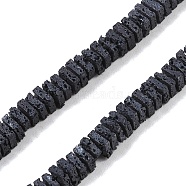 Frosted Natural Lava Rock Beads Strands, Square, 3x3x1.5mm, Hole: 1mm, about 258pcs/strand, 15.94''(40.5cm)(G-E618-04)