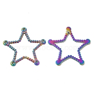 Ion Plating(IP) 304 Stainless Steel Linking Ring Rhinestone Settings, Star, Rainbow Color, Fit for 1.5mm Rhinestone, 23.5x25x1.5mm(STAS-A070-05MC)