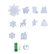 DIY Silicone Christmas Theme Wind Chime Molds Kit, Resin Casting Molds, for UV Resin, Epoxy Resin Craft Making, Snowfalke/Reindeer/Sock, White, 85~150x65~158x6~9mm(XMAS-PW0001-053)
