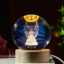 Religious Element Glass Crystal Ball Crystal Ball with Wood Stand, Home & Office Decor, Round, Clear, 60mm(PW-WG7CA34-08)