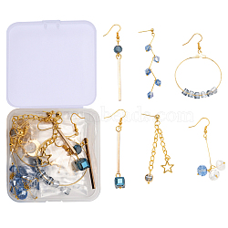 DIY Earring Making Kits, including 304 Stainless Steel & Alloy Charms, Brass Links Connectors, Electroplate Glass Beads, Brass & Iron Earring Findings, Golden(DIY-CJ0001-54)