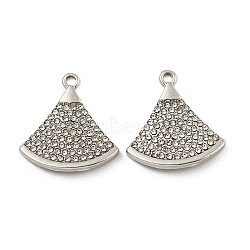 Alloy Rhinestone Pendant, Fan, Platinum, 21x20x3mm, Hole: 1.8mm(FIND-A039-18P)