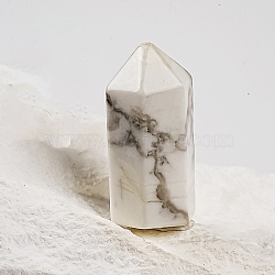 Pointed Tower Natural Howlite Healing Stone Wands, for Reiki Chakra Meditation Therapy Decoration, Hexagonal Prism, 15x15x35mm(PW-WG87518-11)