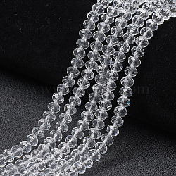 Glass Beads Strands, Faceted, Rondelle, Clear, 2.9~3.3x2mm, Hole: 0.8mm, about 148~150pcs/strand, 15.55~15.75 inch(39.5~40cm)(EGLA-A044-T2mm-D19)