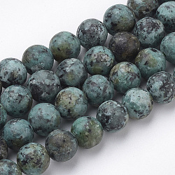 Natural Jasper Beads Strands, Imitation African Turquoise, Dyed, Frosted Style, Round, 8mm, Hole: 1mm; about 49pcs/16.3 inches(X-G-S276-01)
