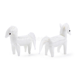 Handmade Lampwork Home Decorations, 3D Horse Ornaments for Gift, White, 61~64x18~20x46~49mm(LAMP-T011-53)