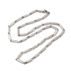 201 Stainless Steel Rectangle Bar Link Chain Necklace, Stainless Steel Color, 21.54 inch(54.7cm)(NJEW-Q316-01C-P)