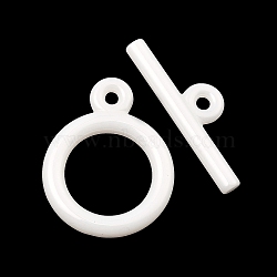 Bioceramics Zirconia Ceramic Toggle Clasps, No Fading and Hypoallergenic, Nickle Free, Ring, White, Ring: 22.5x17.5x3mm, Bar: 25x7.5x3mm, Hole: 1.8mm(PORC-C002-19A-02)