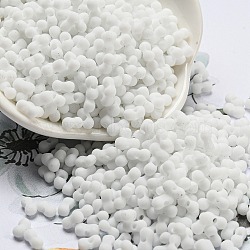 Macaron Color Opaque Frosted Glass Seed Beads, Peanut, White, 6x3x3mm, Hole: 1.2mm, about 4000pcs/pound(SEED-K009-12B-17)