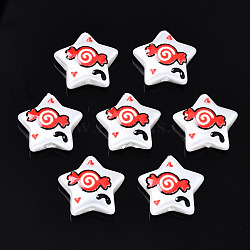 3D Printed ABS Plastic Imitation Pearl Beads, Star, Red, 13x14x4.5mm, Hole: 0.6~1mm(KY-S168-010B)