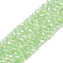 Electroplate Glass Beads Strands, AB Color Plated, Faceted, Rondelle, Pale Green, 2.9~3.3x2mm, Hole: 0.8mm, about 148~150pcs/strand, 15.55~15.75 inch(39.5~40cm)(EGLA-A044-T2mm-B09)