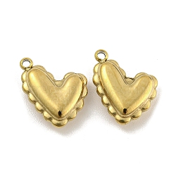 304 Stainless Steel Charms, Heart Charm, Real 14K Gold Plated, 14x10.5x4mm, Hole: 1.4mm(STAS-P356-23G)