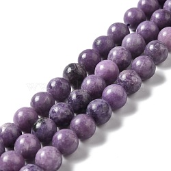 Natural Lepidolite/Purple Mica Stone Beads Strands, Round, 10.5mm, Hole: 1.2mm, about 36pcs/strand, 14.80''(37.6cm)(G-B029-B03-04)