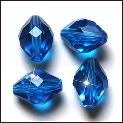 Imitation Austrian Crystal Beads, Grade AAA, K9 Glass, Faceted, Bicone, Dodger Blue, 8x11mm, Hole: 0.9~1mm(SWAR-F054-11x8mm-25)