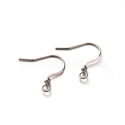 304 Stainless Steel French Earring Hooks, with Horizontal Loop, Flat Earring Hooks, Stainless Steel Color, 18~20x16mm, Hole: 2mm(STAS-E088-18)