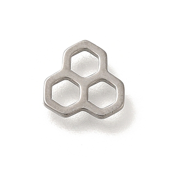 304 Stainless Steel Charms, Laser Cut, Stainless Steel Color, Honeycomb, 11x7x1mm, Hole: 1.2mm