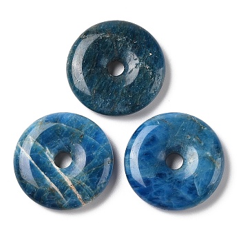 Natural Apatite Pendants, Donut/Pi Disc Charms, 30~31x5.5~6.5mm, Hole: 6mm