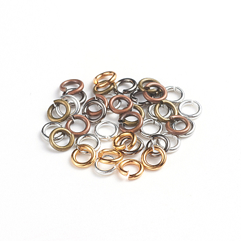 Brass Jump Rings, Open Jump Rings, Mixed Color, 18 Gauge, 5x1mm, Inner Diameter: 3mm, 500g