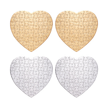 4 Sets 2 Color Paper Heat Press Thermal Transfer Crafts Puzzle, Heart, Mixed Color, 19x19cm, 75pcs, 2 sets/color