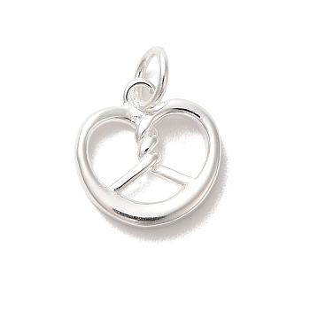 925 Sterling Silver Imitation Food Charms, Pretzel, 11x10x1.5mm, Hole: 2.5mm